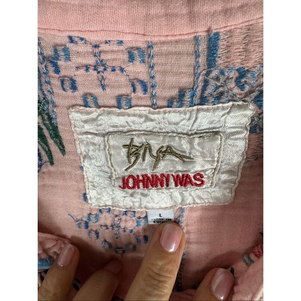 Johnny Was Womens Pink Embroidered Gauze Size L - Picture 2 of 4
